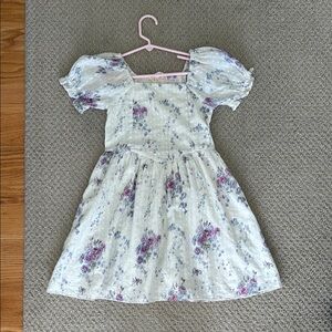 LoveShackFancy Floral Kids Dress - Cream and Purple
